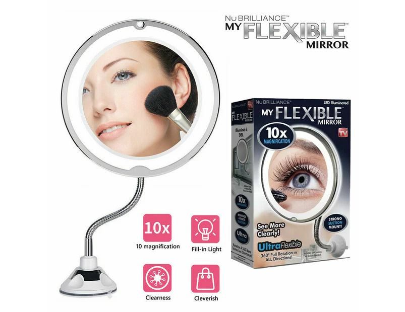 360° Rotation & 10x Magnifying Makeup Mirror With Led Light