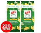 2 x 110pk Ajax Eco Antibacterial Wipes Fresh Lemon