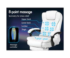 ALFORDSON Massage Office Chair Heated Seat PU Leather Gaming Racer Executive White