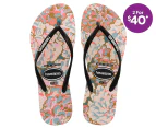 Havaianas Women's Petals Slim Thongs - Black/Multi