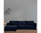 Kennedi 2 Seater Velvet Fabric Corner Sofa Lounge LHF Chaise - Navy