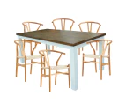 Dining Sets Norah 7Pc Dining Set Table 180Cm Solid Acacia Wood Natural Wishbone Chair