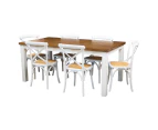 Dining Sets Norah 7Pc Dining Set Table 180Cm Solid Acacia Wood White Crossback Chair