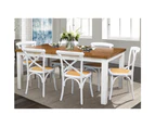 Dining Sets Norah 7Pc Dining Set Table 180Cm Solid Acacia Wood White Crossback Chair