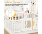Baby Plaype 12 Panels Baby Play Pen Kids Activity Centre Safety Play Yard White (186.5 x 155 x 66 cm)