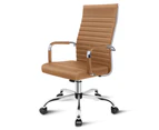 ALFORDSON Office Chair Padded Seat PU Leather Brown - High Back