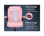 ALFORDSON Massage Office Chair Flip-up Aramrest PU Leather Pink