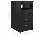 vidaXL Drawer Cabinet Hign Gloss Black 40x50x76 cm Engineered Wood