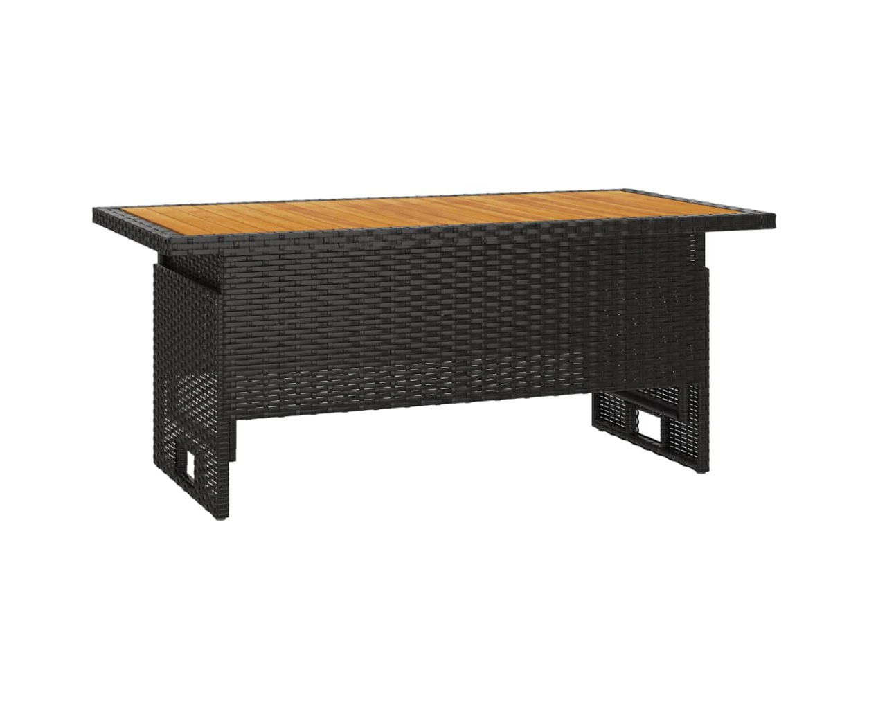 Garden Table Black 100x50x43/63 cm Solid Wood Acacia&Poly Rattan