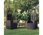 Reclining Garden Chairs with Cushions 2 pcs Black Poly Rattan