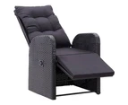 Reclining Garden Chairs with Cushions 2 pcs Black Poly Rattan