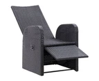 Reclining Garden Chairs with Cushions 2 pcs Black Poly Rattan