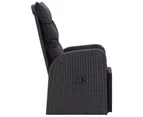 Reclining Garden Chairs with Cushions 2 pcs Black Poly Rattan