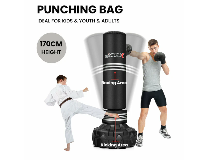 Costway 1.7m MMA Boxing Punching Bag UFC Low Kick Training Punchbag Fast Rebound Stand w/Shock Absorber&Fillable Base