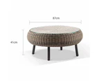 Outdoor Plantation Hamptons Outdoor Round Wicker Coffee Table - Realyn - Outdoor Tables - Brushed Wheat Wicker