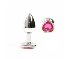 Pink Heart Crystal Jewel Metal Butt Plug Three Size Mini Bullet Vibrator Anal Training - Pink