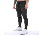 Men's Zip Jogger Pants Casual Gym Workout Pants Track Pants Slim Fit Tapered Sweatpants with Pockets for Men-Black