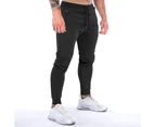 Men's Zip Jogger Pants Casual Gym Workout Pants Track Pants Slim Fit Tapered Sweatpants with Pockets for Men-Black