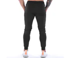 Men's Zip Jogger Pants Casual Gym Workout Pants Track Pants Slim Fit Tapered Sweatpants with Pockets for Men-Black