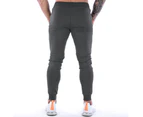 Men's Zip Jogger Pants Casual Gym Workout Pants Track Pants Slim Fit Tapered Sweatpants with Pockets for Men-Dark Grey