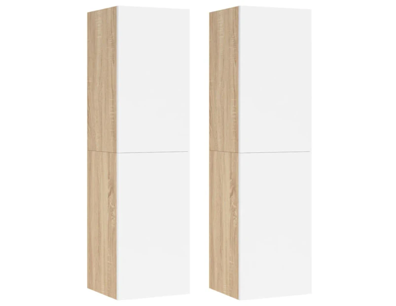 TV Cabinets 2 pcs White and Sonoma Oak 30.5x30x110 cm Engineered Wood