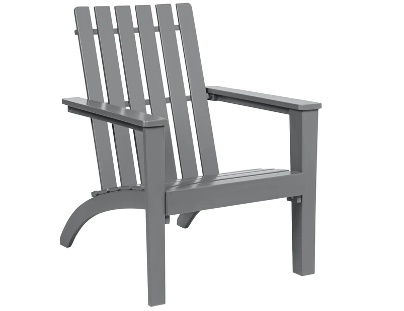 Costway Acacia Wood Sun Lounger Adirondack Chair Outdoor Recliner Patio Furniture Beach Backyard, Grey