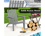 Costway Acacia Wood Sun Lounger Adirondack Chair Outdoor Recliner Patio Furniture Beach Backyard, Grey