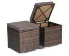 Costway 2x Outdoor Rattan Ottoman Footstool w/Grey Cushion Storage Box Side Table Backyard Patio Garden