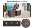 Costway 2x Outdoor Rattan Ottoman Footstool w/Grey Cushion Storage Box Side Table Backyard Patio Garden