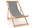 Costway Bamboo Deck Chair Folding Sun Lounge Adjustable Outdoor Furniture Beach Patio Pool, Natural