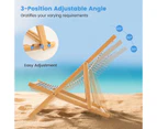 Costway Bamboo Deck Chair Folding Sun Lounge Adjustable Outdoor Furniture Beach Patio Pool, Natural