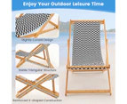 Costway Bamboo Deck Chair Folding Sun Lounge Adjustable Outdoor Furniture Beach Patio Pool, Natural