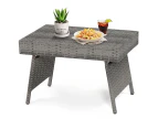 Costway Side Coffee Table Outdoor Furniture Folding Rattan Table Indoor Garden Patio Poolside, Grey