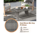 Costway Side Coffee Table Outdoor Furniture Folding Rattan Table Indoor Garden Patio Poolside, Grey