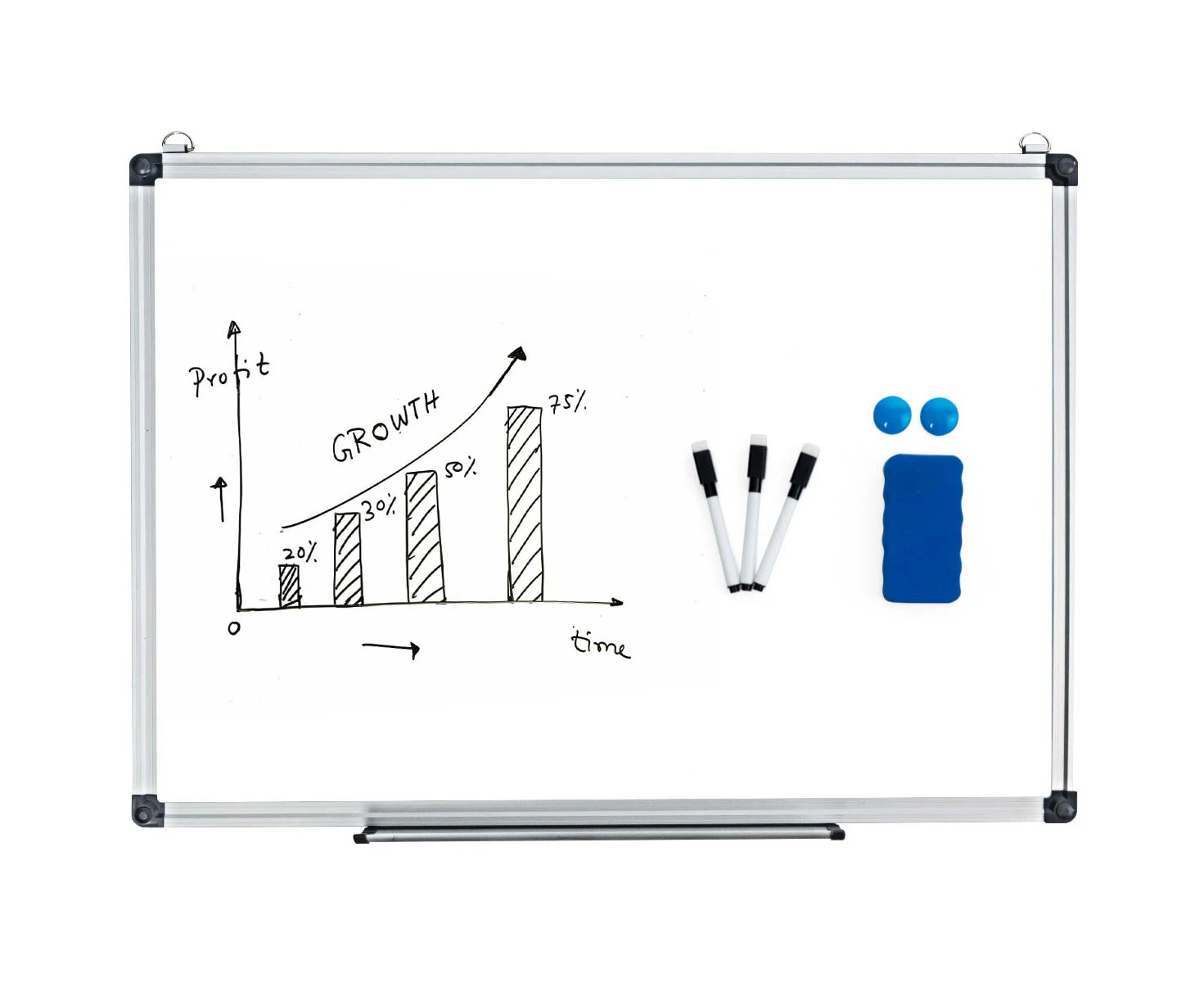 Costway Aluminum Frame Wall Whiteboard Dry Erase Board 70 x 50 cm Office School