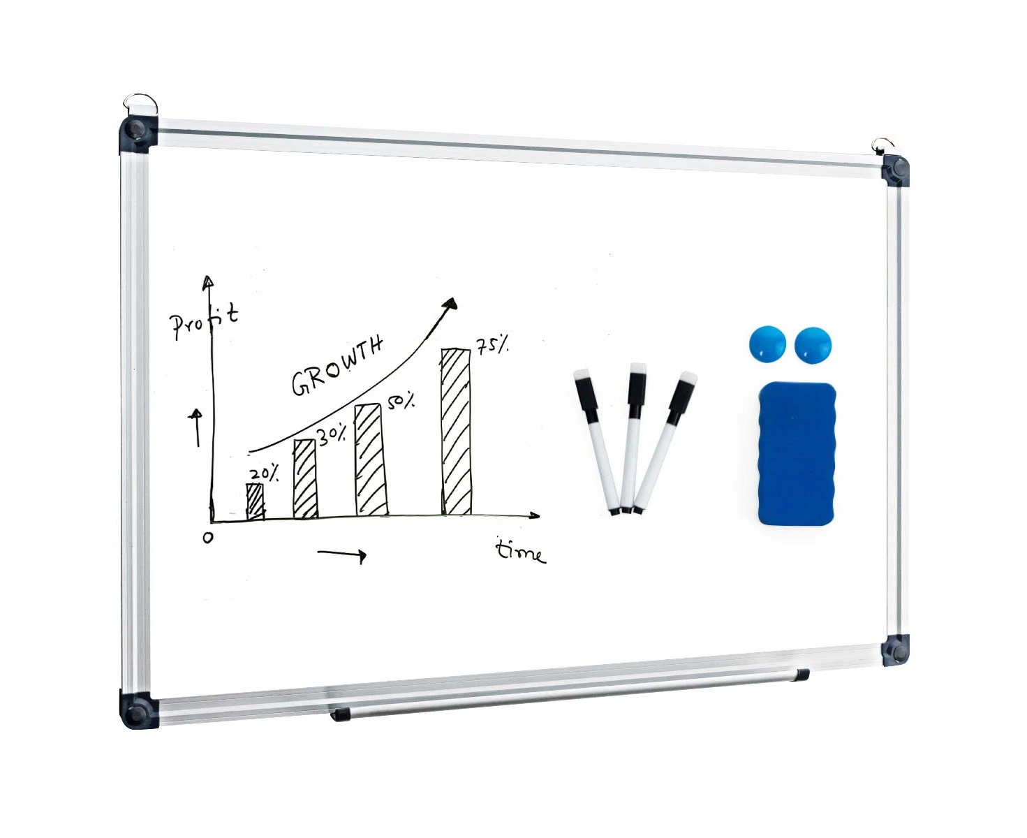 Costway Aluminum Frame Useful Catch Wall Whiteboard Dry Erase Board 60 x 40 cm Office School