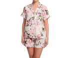 Sainted Sisters Women's Printed Satin Short PJ Set - Dusty Pink Floral