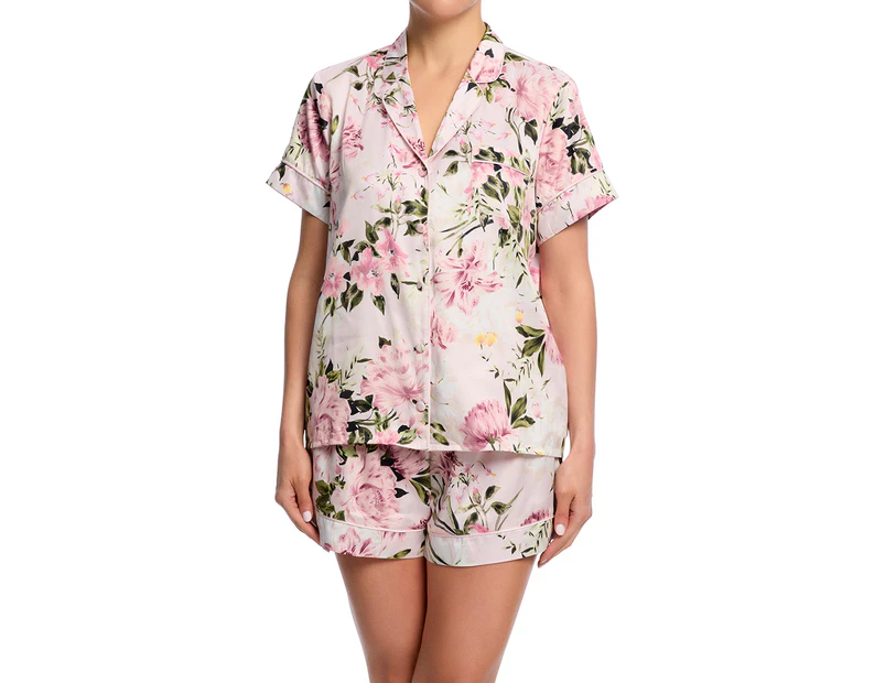 Sainted Sisters Women's Printed Satin Short PJ Set - Dusty Pink Floral