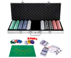 Costway 500Pcs Poker Chips Set Classical Card Games Casino Party w/Case Texas Holdem, Blackjack, Gambling Sliver