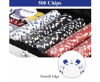 Costway 500Pcs Poker Chips Set Classical Card Games Casino Party w/Case Texas Holdem, Blackjack, Gambling Sliver