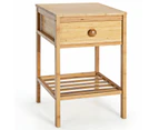 Bamboo Side Table End Table Nightstand w/ Drawer Natural