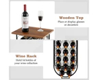Giantex 14 Bottles Mobile Wine Rack Table Industrial Bar Cart Storage Cellar Display Wood Tabletop