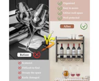 Giantex 2-Tier Wall Mounted Wine Rack Timber Wine Holder Cellar Display w/3 Glass Holder