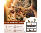 Giantex 5-Tier Industrial Wine Rack Table Wine Holder Cellar Display w/Glass Holder