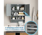 Giantex Bathroom Wall Cabinet Wooden Storage Toilet Cupboard w/Adjustable Shelf & Towel Bar, Grey