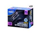 Xtra Kleen 1000PCE Disposable Nitrile Gloves Black Latex Powder Free Size XL - Black