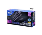Xtra Kleen 1000PCE Disposable Nitrile Gloves Black Latex Powder Free Size XL - Black