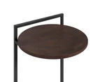 Zinus Ongii Metal and Wood Bedside Table Round Nightstand - Dark Brown