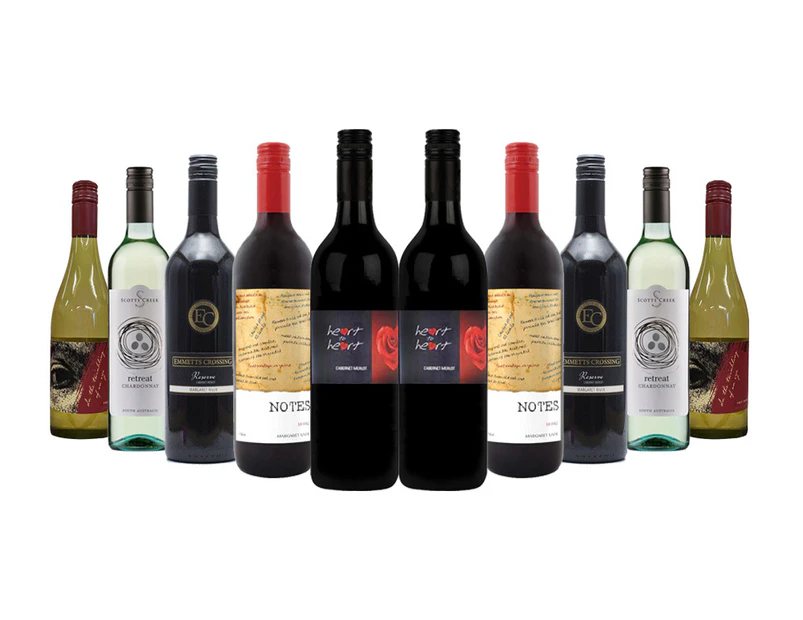 Grape Gallery Red & White Wines Mixed - 10 Bottles : Captivating Blend of Margaret River & SA Reds & Whites