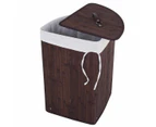 Laundry Hamper Bamboo Washing Cloth Storage Basket Bag Corner Bin Brown